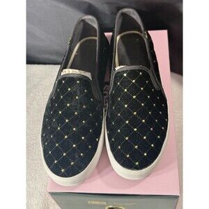 Kate Spade NIB Black Quilted Keds Calab Dbl Decker  Suede loafers  Sz 10